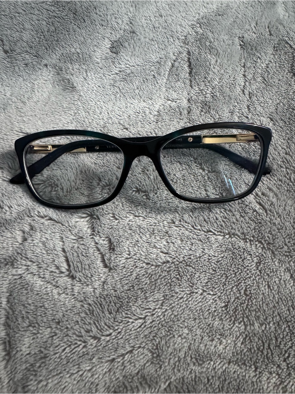 Versace Dark Green Eyeglass Frames with Gold Temples